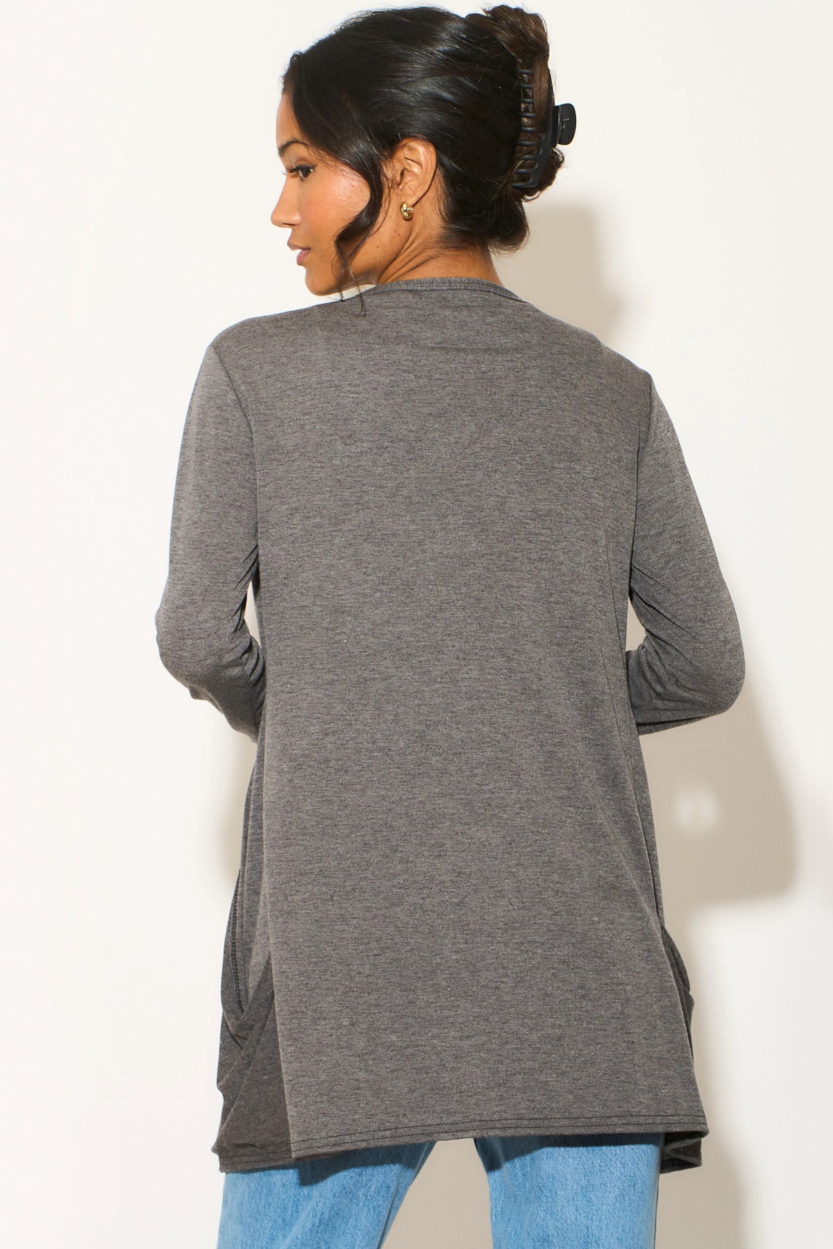 Charcoal Boyfriend Cardigan with Pockets