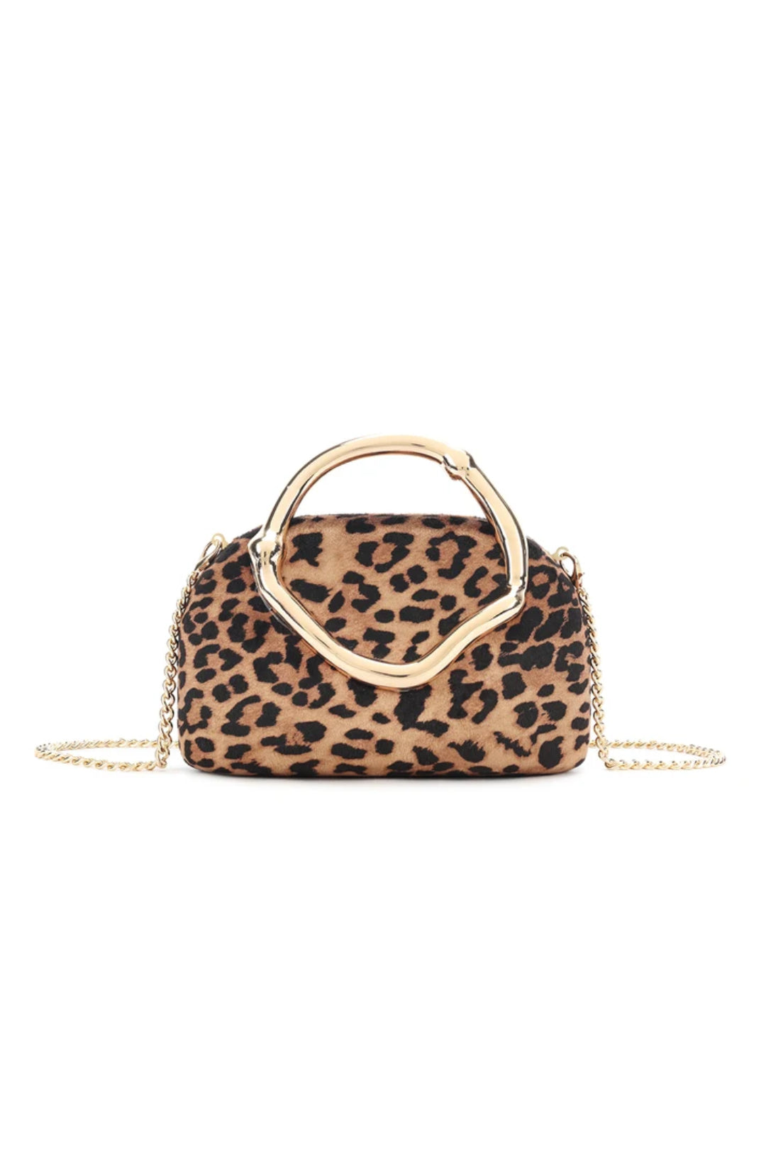 Leopard Print Clutch Bag with Handle Design