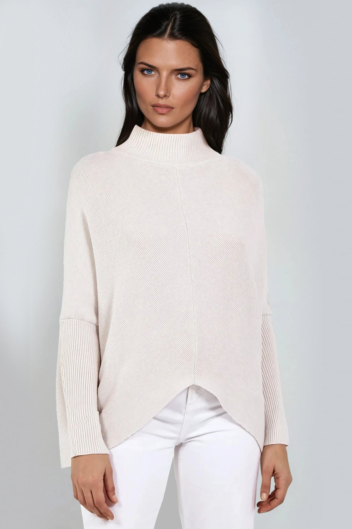 Stone Batwing Sleeve Knitted Jumper