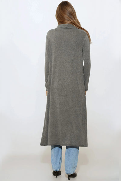 Charcoal Jersey Longline Cardigan