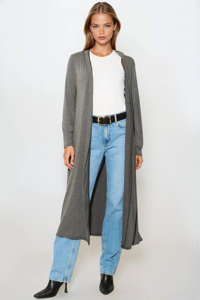 Charcoal Jersey Longline Cardigan