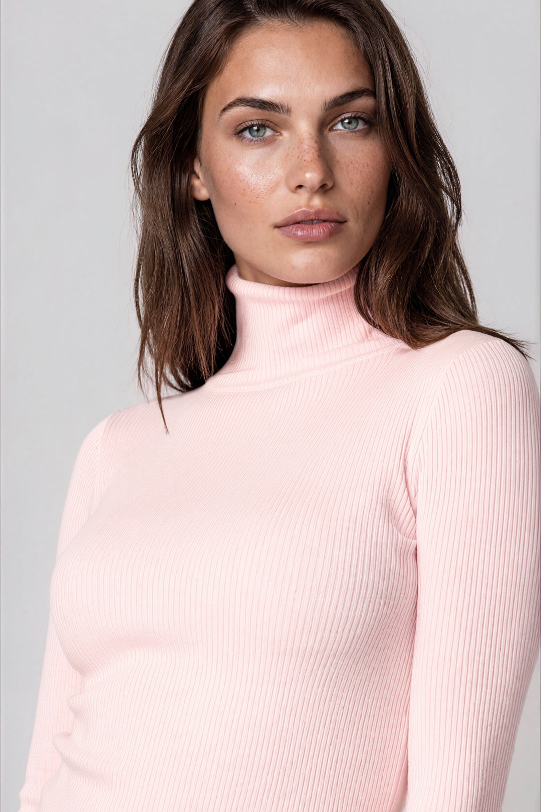 Pink Roll Neck Ribbed Jumper