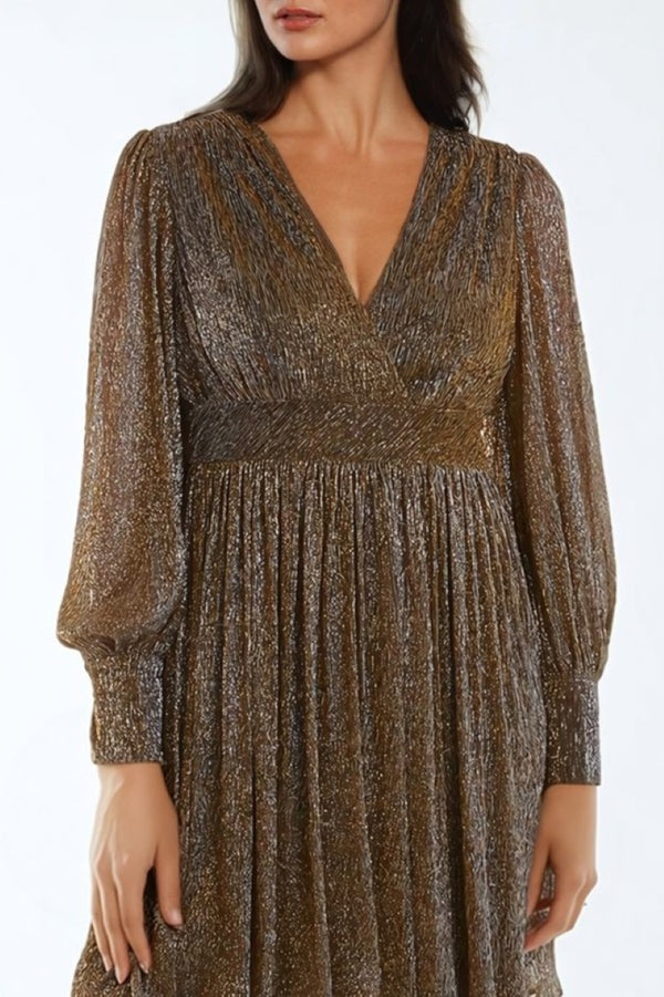Crushed 'Gold' V-Neck Dress main image 1