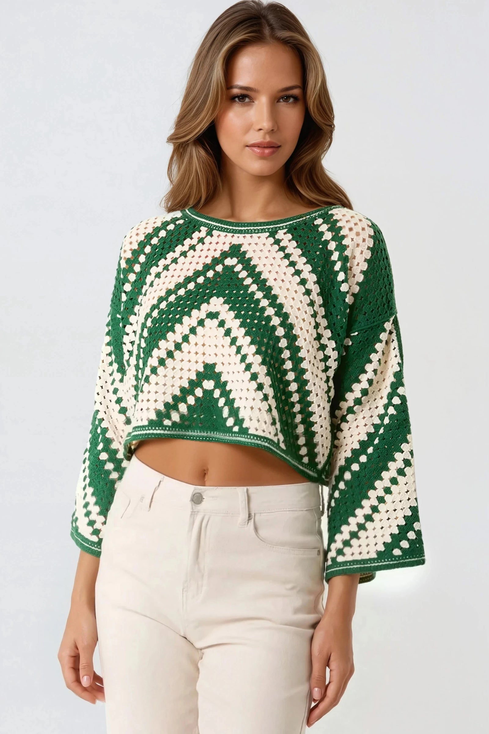 Green Crochet Cropped Jumper