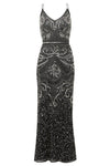 Flory Black Silver Beaded Maxi Dress