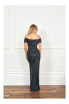 Sydney Sequin Black Off Shoulder Maxi Dress