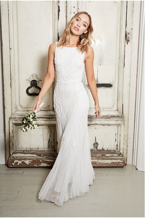 Gracey White High Neck Maxi Dress