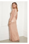 Daisianne Rose Gold Embellished Wrap Maxi Dress - Aftershock London