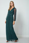 Daisianne Emerald Green Long Sleeve Wrap Maxi Dress
