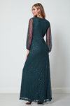 Daisianne Emerald Green Long Sleeve Wrap Maxi Dress