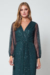 Daisianne Emerald Green Long Sleeve Wrap Maxi Dress