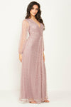 Daisianne Lilac Embellished Long Sleeve Wrap Maxi Dress
