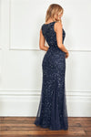 Giselle Navy Sequin Maxi Dress Featuring Inserts