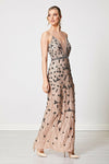 Gia Beige Cami Embellished Sequin Maxi Dress - Aftershock London