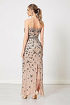 Gia Beige Cami Embellished Sequin Maxi Dress - Aftershock London