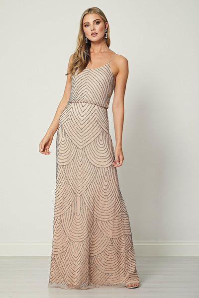 Viviana Pink Cami Sequin Stripe Embellished Maxi Dress