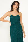Viviana Emerald Green Cami Sequin Stripe Embellished Maxi Dress - Aftershock London
