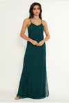Viviana Emerald Green Cami Sequin Stripe Embellished Maxi Dress - Aftershock London
