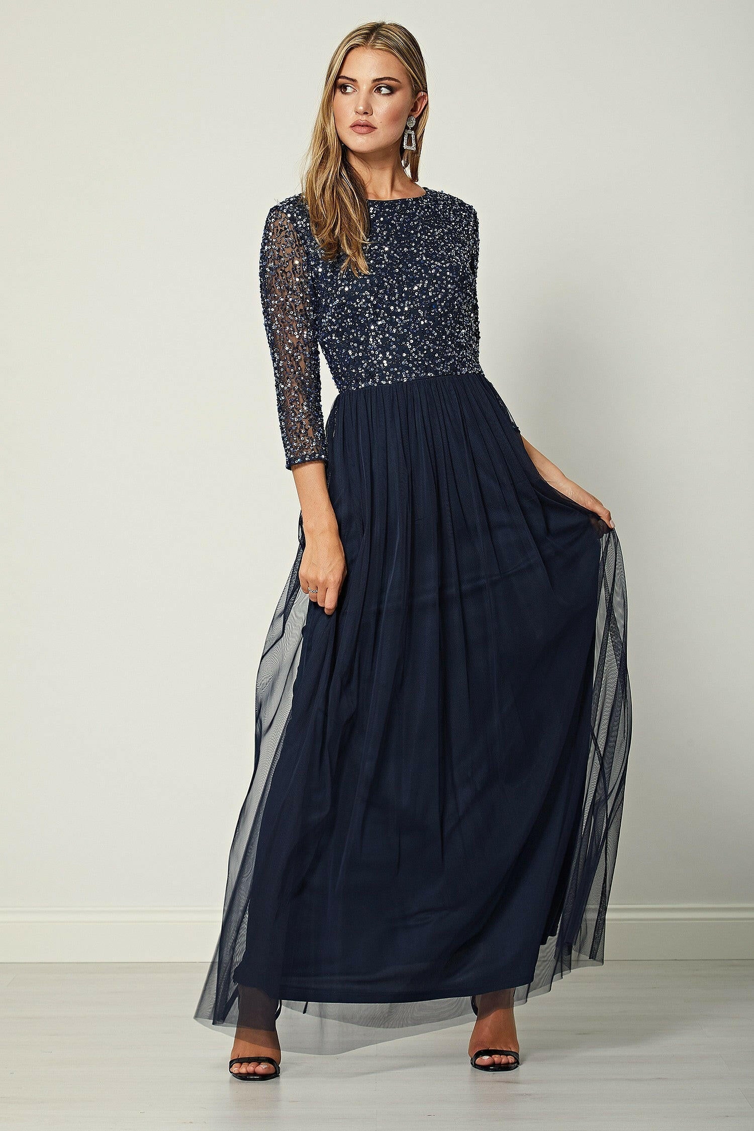 Navy maxi dress for wedding Clearance