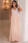 Yasmin Blush Sequin Top Tiered Maxi Dress