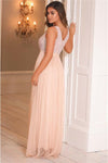 Yasmin Blush Sequin Top Tiered Maxi Dress